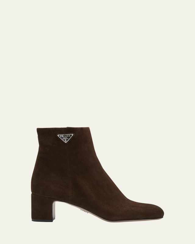 Suede Block-Heel Ankle Booties